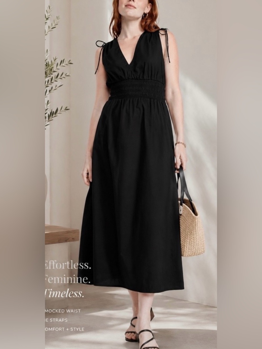 Old Navy Cotton shoulder ruched V Neck Sleeveless Maxi Dress - Black - 2X